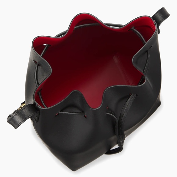 Mansur Gavriel mini leather bucket bag - Black Leather with red interior - Picture 4 of 15
